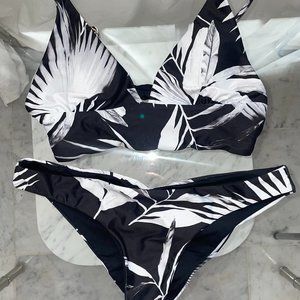 L*Space Black and White Palm Bikini Set